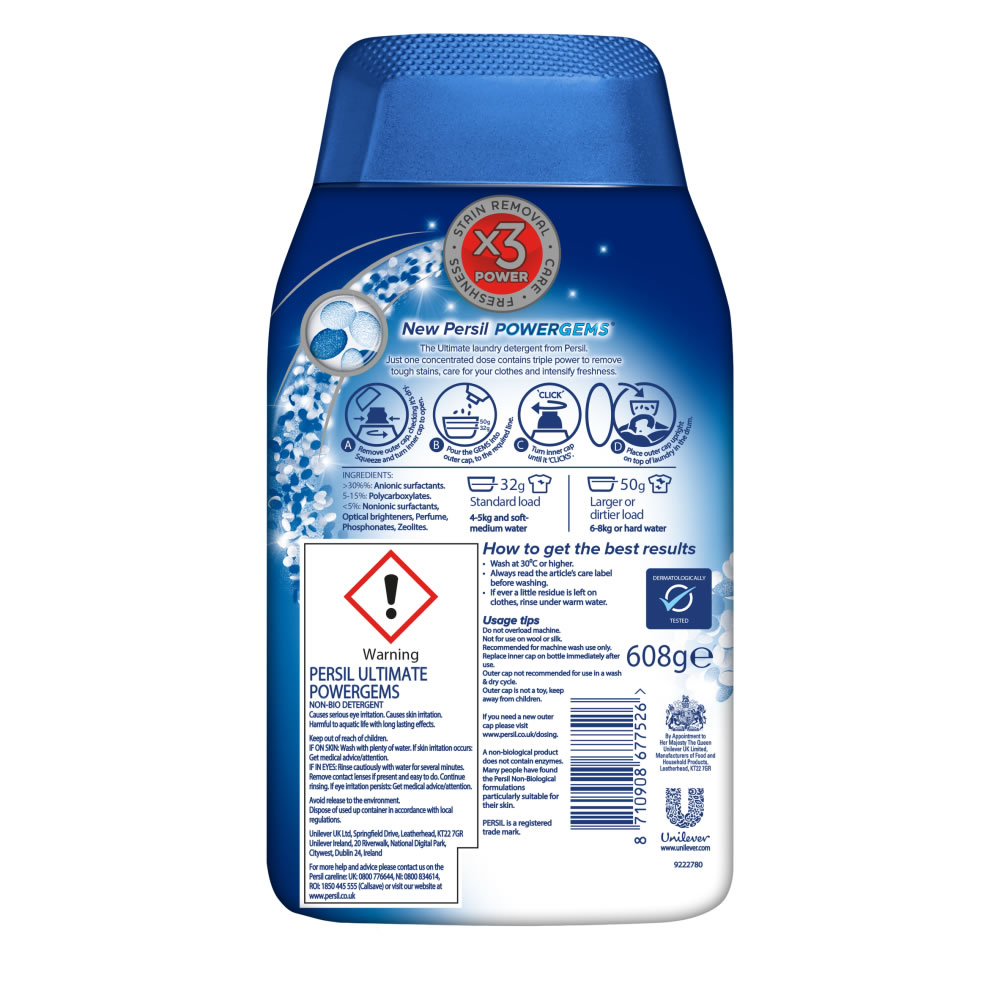 Persil Non Bio Detergent Powergems 19 Washes 532g Image 2