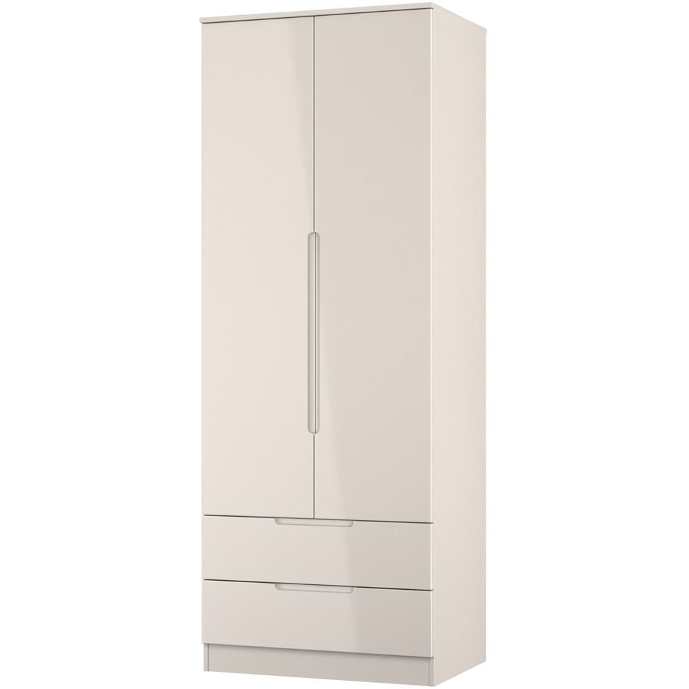 Crowndale Milan 2 Door 2 Drawer Kashmir Gloss and Kashmir Tall Wardrobe Ready Assembled Image 2