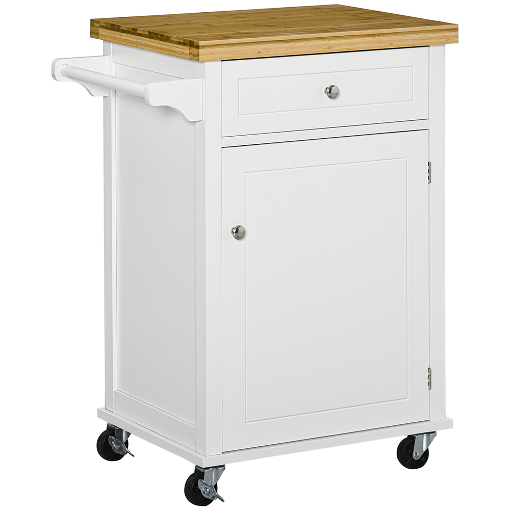 Portland Single Drawer 2 Shelf White Kitchen Cart Image 1