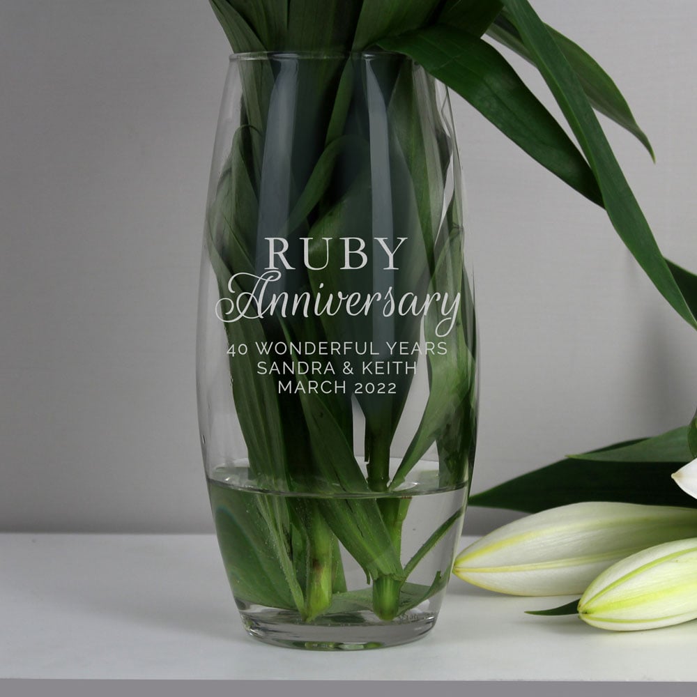 Personalised Memento Personalised Ruby Anniversary Bullet Vase Image 2