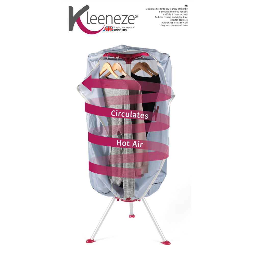 Kleeneze Indoor Round Heated Clothes Airer 136 x 60 x 60cm Image 6