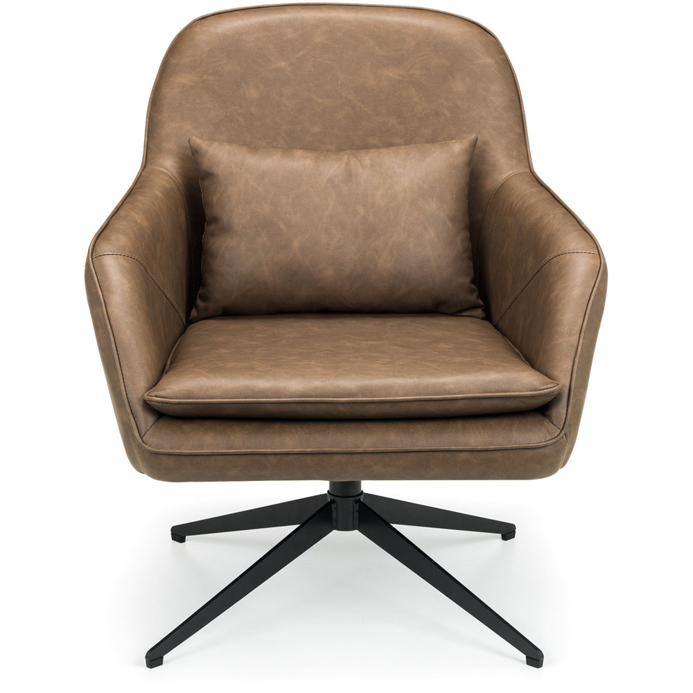 Julian Bowen Bowery Brown Faux Leather Swivel Chair Image 3