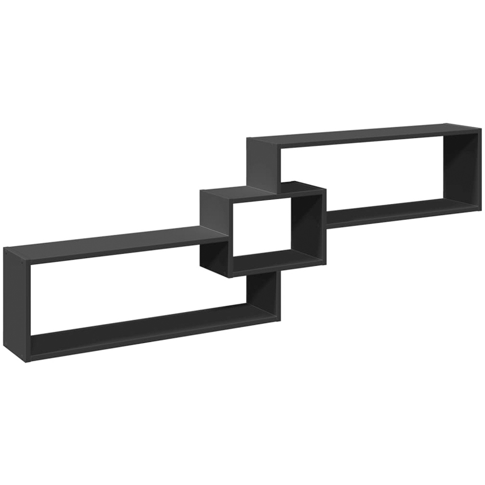 vidaXL 3 Shelf Black Modern Wall Cabinet Image 1