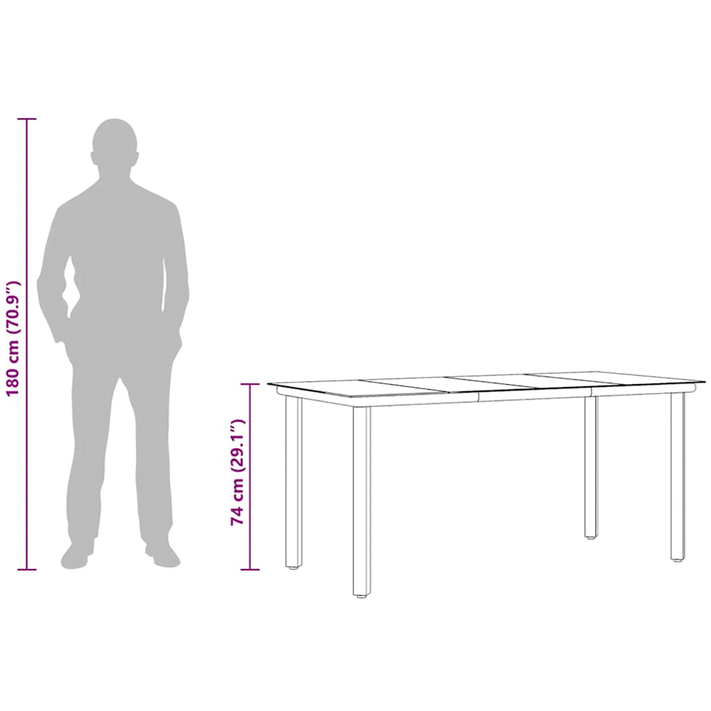 vidaXL 6 Seater Black Steel and Tempered Glass Dining Table Image 2