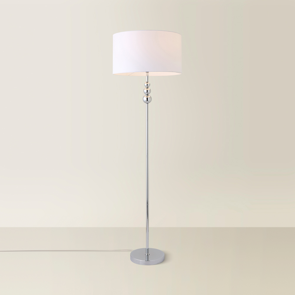 ValueLights Marissa Reni White Shade and Chrome Ball LED Floor Lamp Image 5