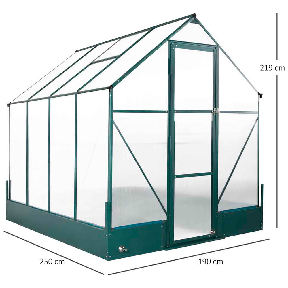 Outsunny Green Aluminium 6.2 x 8.2ft Walk In Greenhouse Image 9