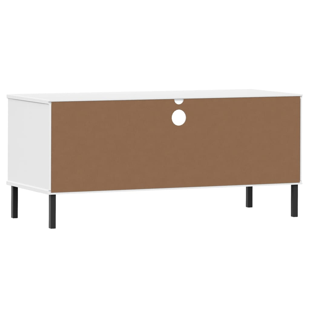 vidaXL 2 Drawer Single Shelf White Solid Pine Wood TV Cabinet Image 7