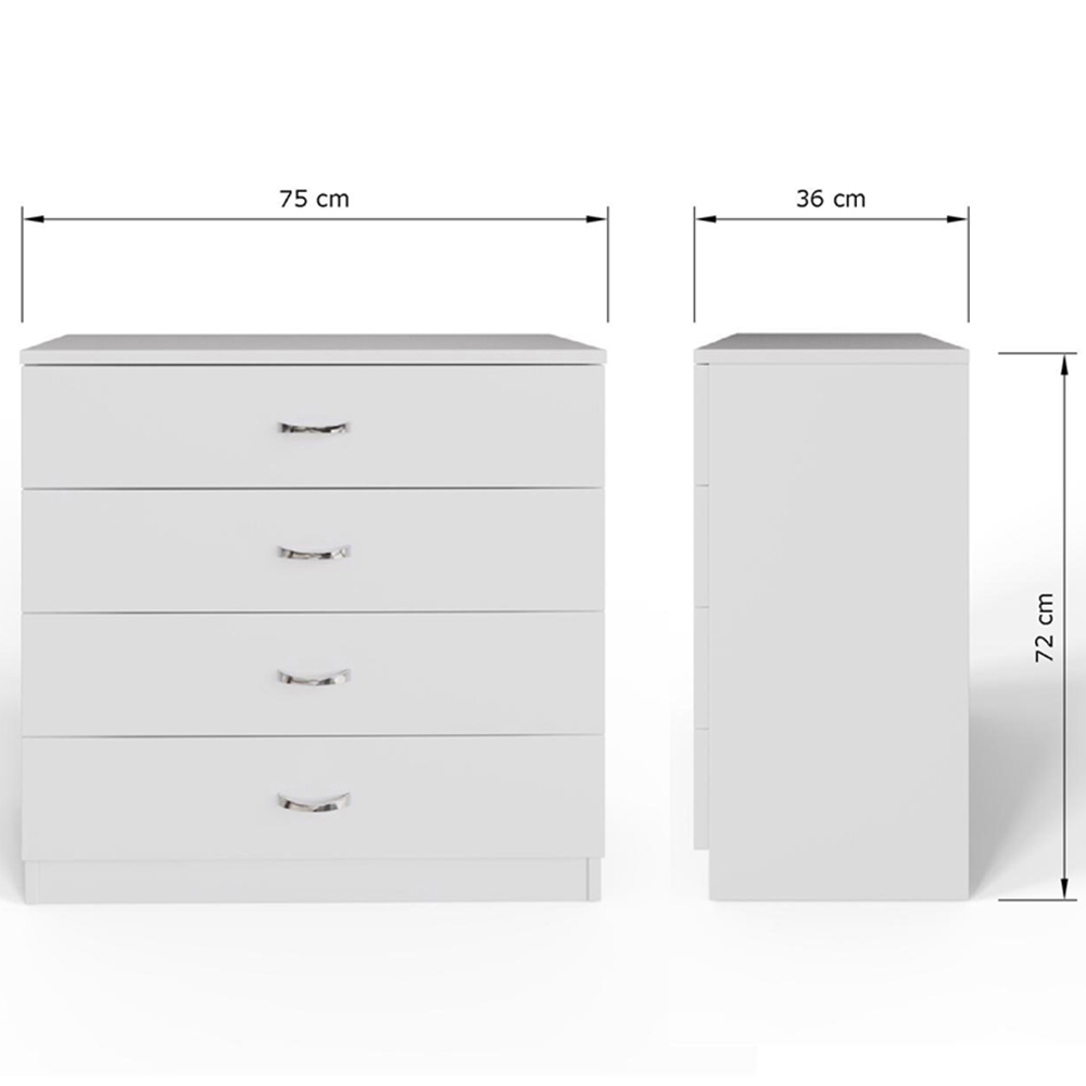 FWStyle Promo 4 Drawer White Modern Chest of Drawers Image 7