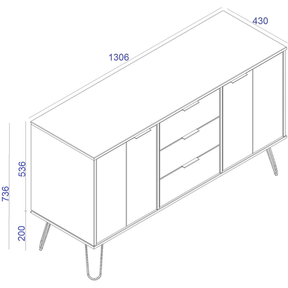 Core Products Augusta White 2 Door 3 Drawer Medium Sideboard Image 9