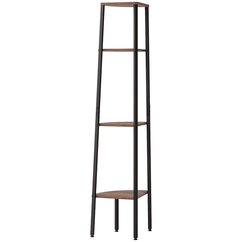 vidaXL 4 Shelf Dark Brown and Black Corner Bookcase Image 3