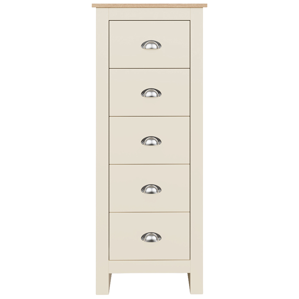 GFW Lancaster 5 Drawer Cream Tall Boy Chest of Drawers Image 5