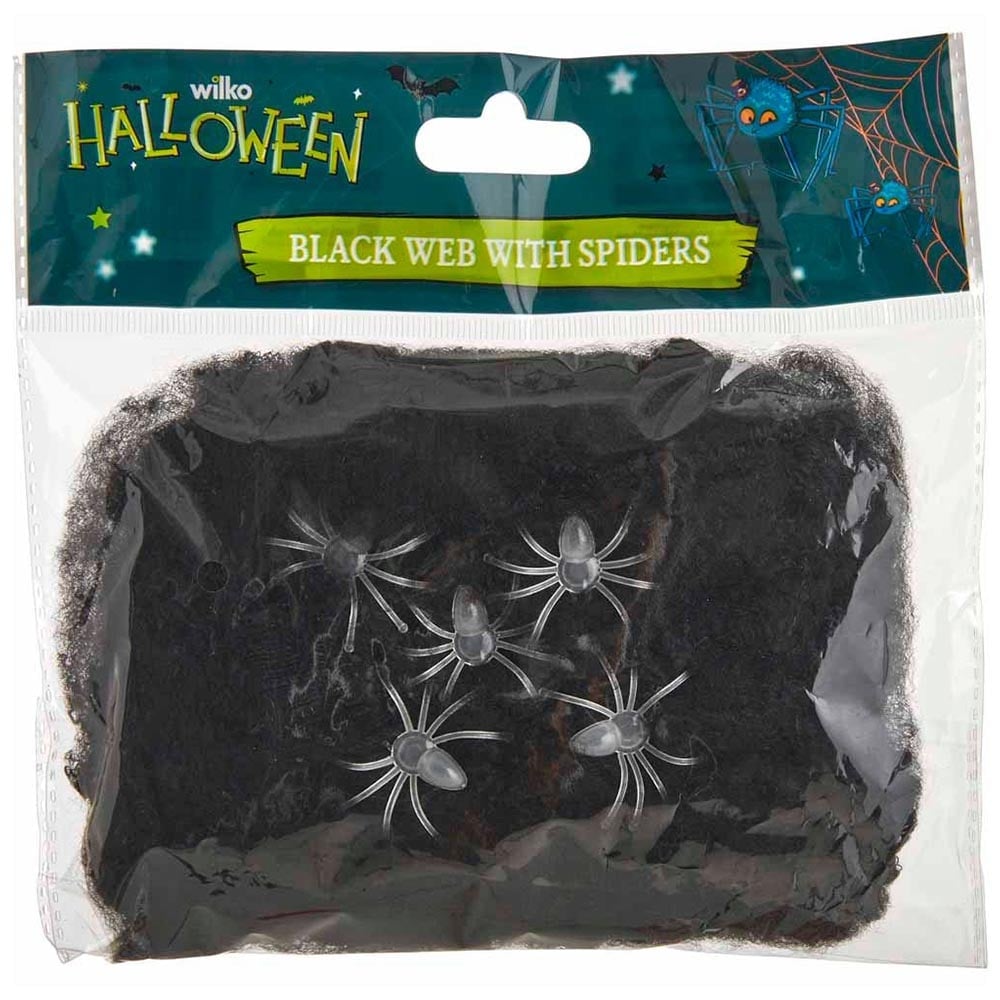 Wilko Halloween Black Web with Spiders Image 1