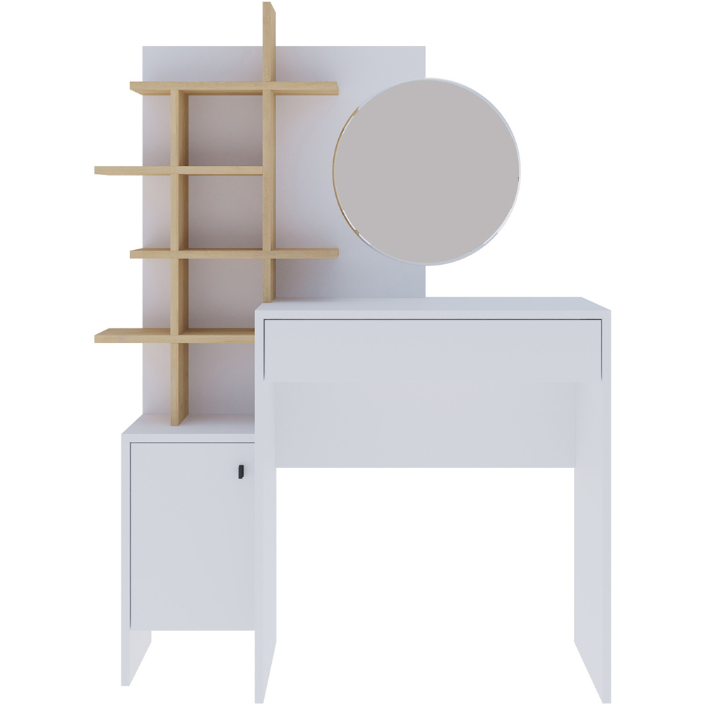 GFW Freyja Single Door Single Drawer White Oak Dressing Table Image 2