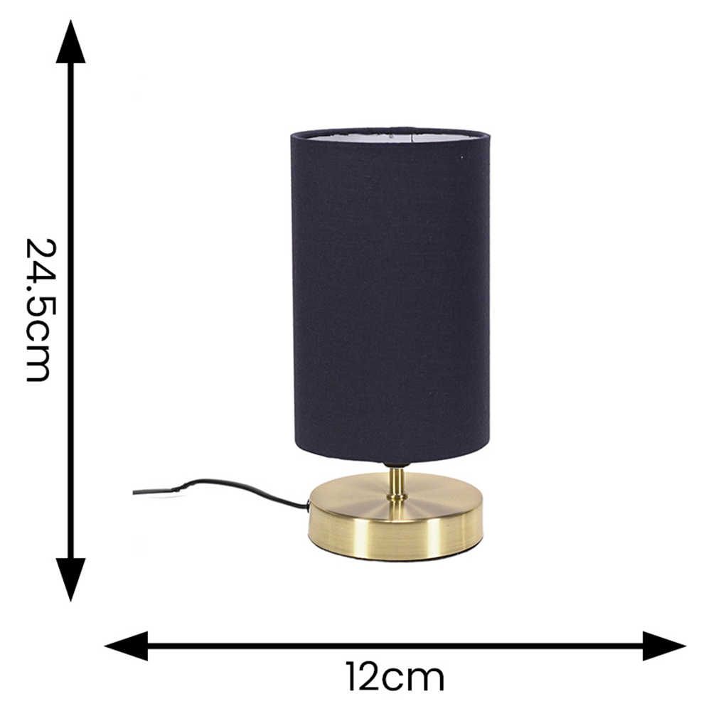 ValueLights Francis Brushed Gold and Navy Shade Dimmable Touch LED Table Lamp Image 5