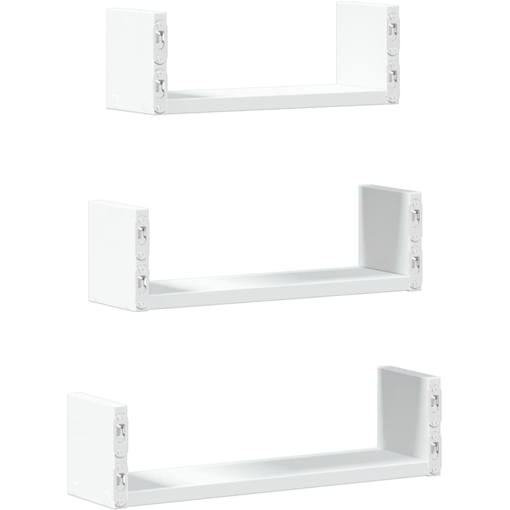 vidaXL Set of 3 White Floating Wall Shelf Image 5