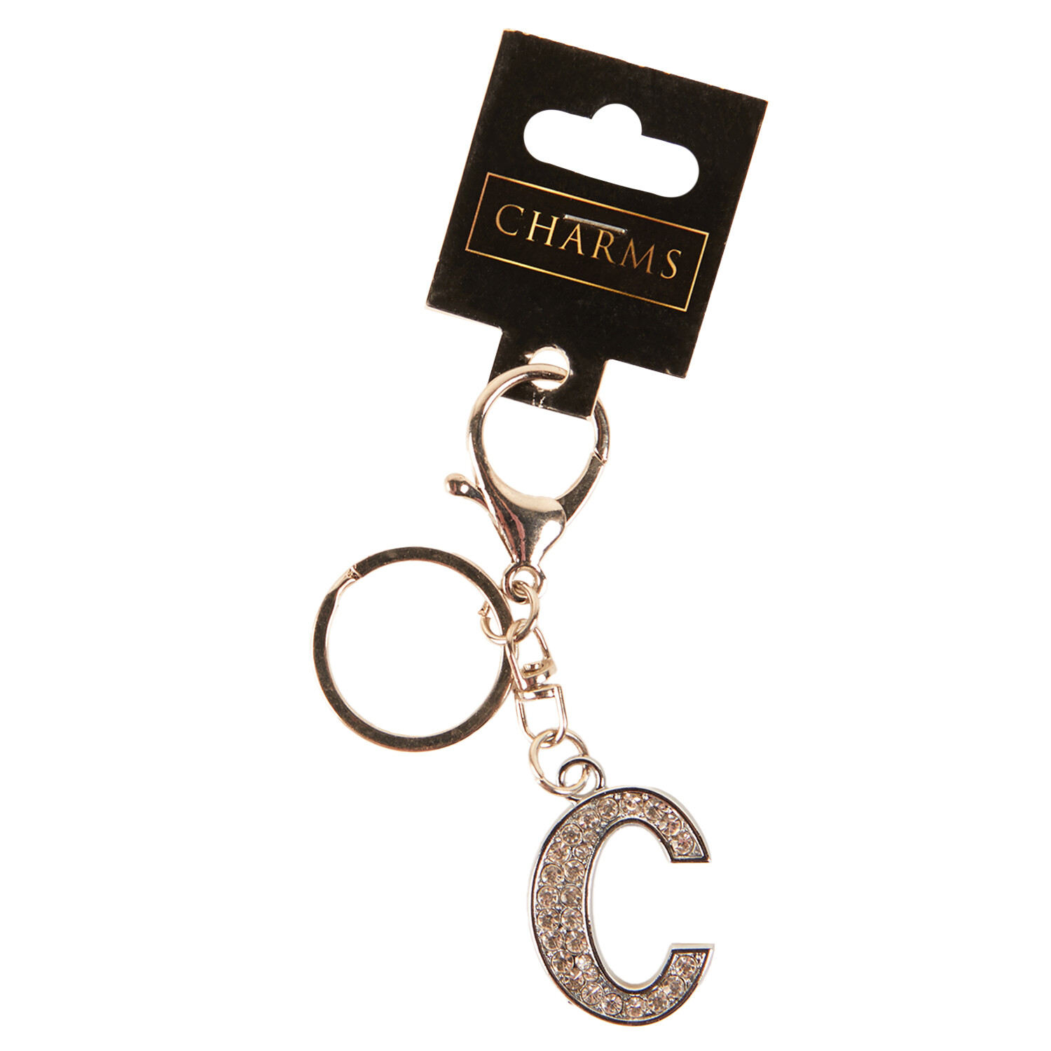 Letter Charm Keyring Silver C Image
