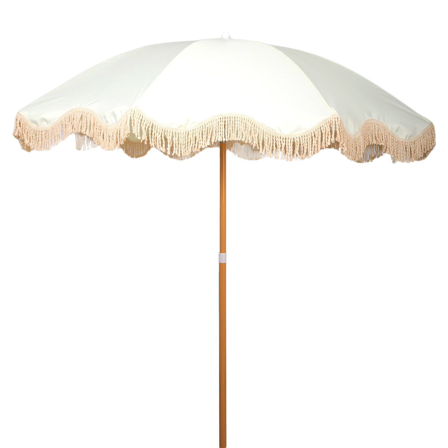 Cream Beach Umbrella with Tassels 1.7m Image 1