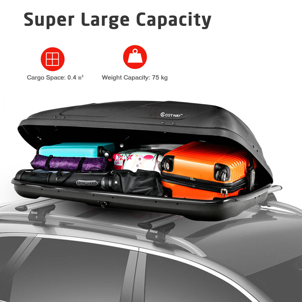 Costway Black Dual Opening Car Rooftop Cargo Box 400L