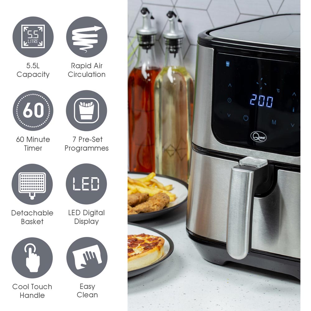 Quest Stainless Steel 5.5L Air Fryer Image 3