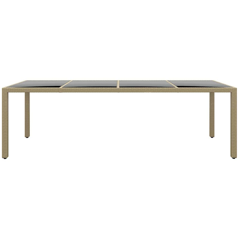 vidaXL 8 Seater PE Rattan Glass Top Garden Table Beige Image 2