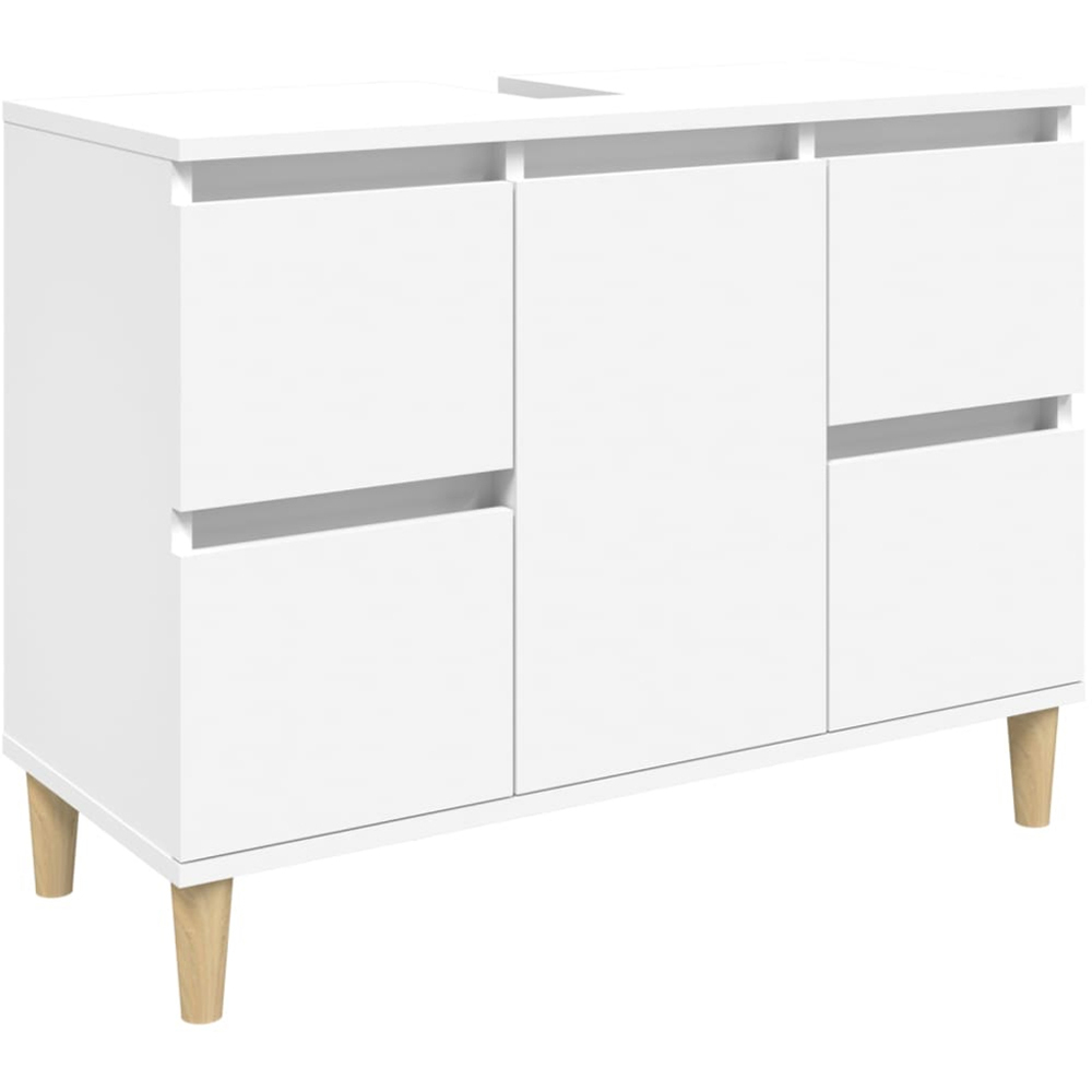 vidaXL Single Door 4 Drawer White Washbasin Cabinet Image 2
