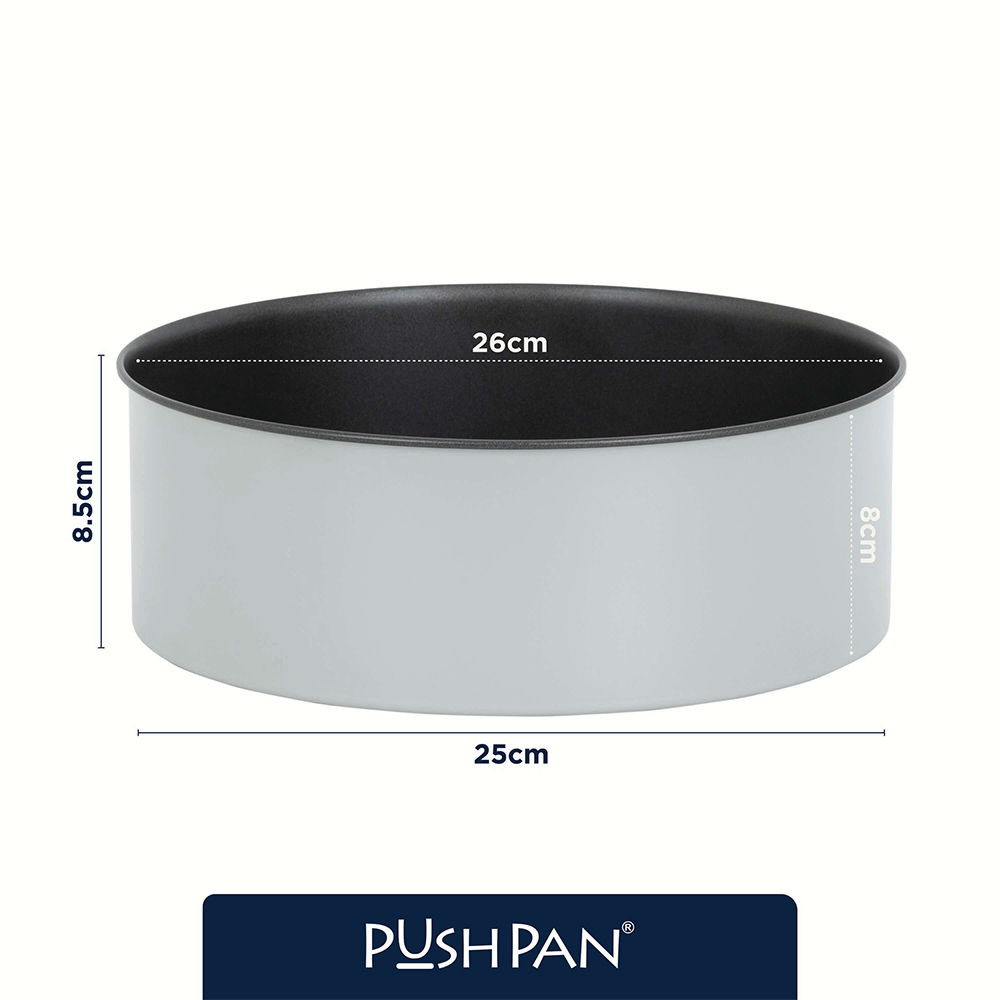Wham PushPan 25cm Set of 2 Light Grey and Pewter Deep Tin Image 9