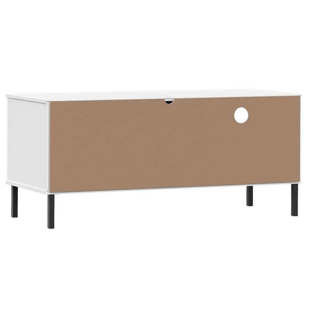 vidaXL Oslo Single Door Single Drawer Single Shelf White Solid Pine Wood TV Cabinet Image 7