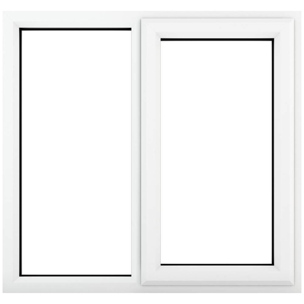 Crystal uPVC Double Glazed Window RH Side Hung Next to a Fixed White Clear Glass 1190x1040mm Image 1