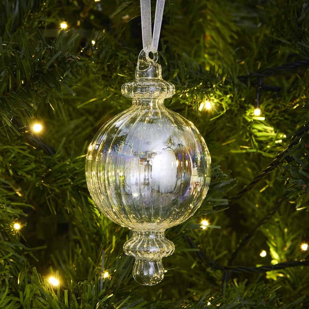 Wilko Glitters Glass Finial Ornament Christmas Baubles 4 Pack Image 3
