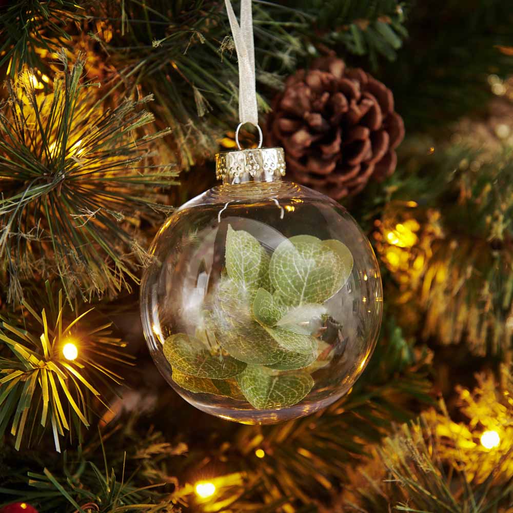 Wilko Luxe Sparkle Pink Glass Teardrop Bauble Christmas Tree Decoration Image 2