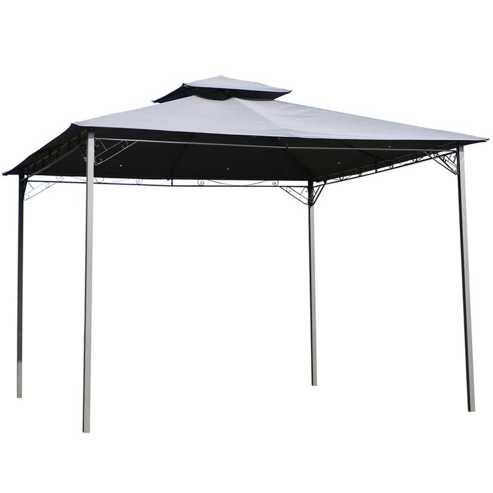 3x3m Gazebo 2-Tier Roof Top Grey Image 2