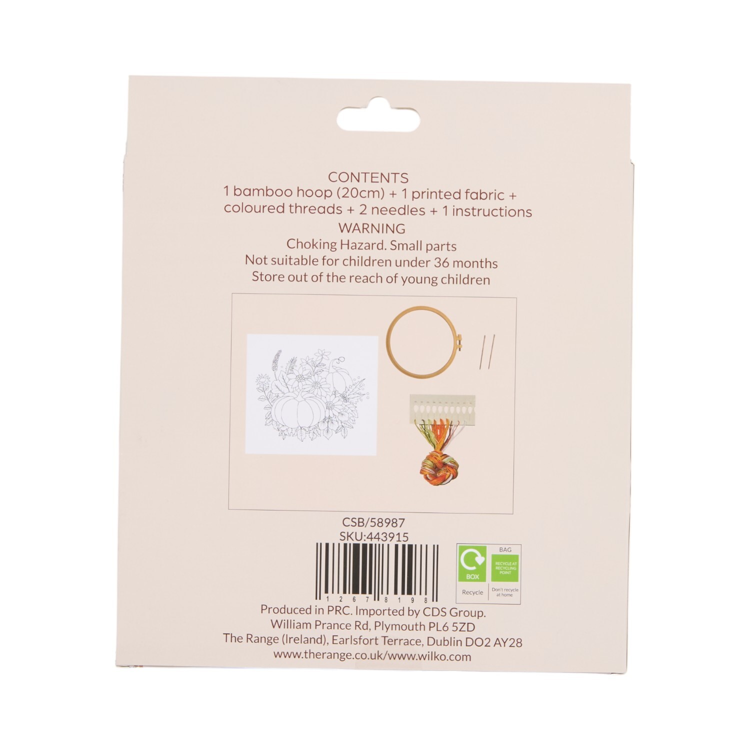 Autumn Pumpkin Embroidery Hoop Orange Image 2