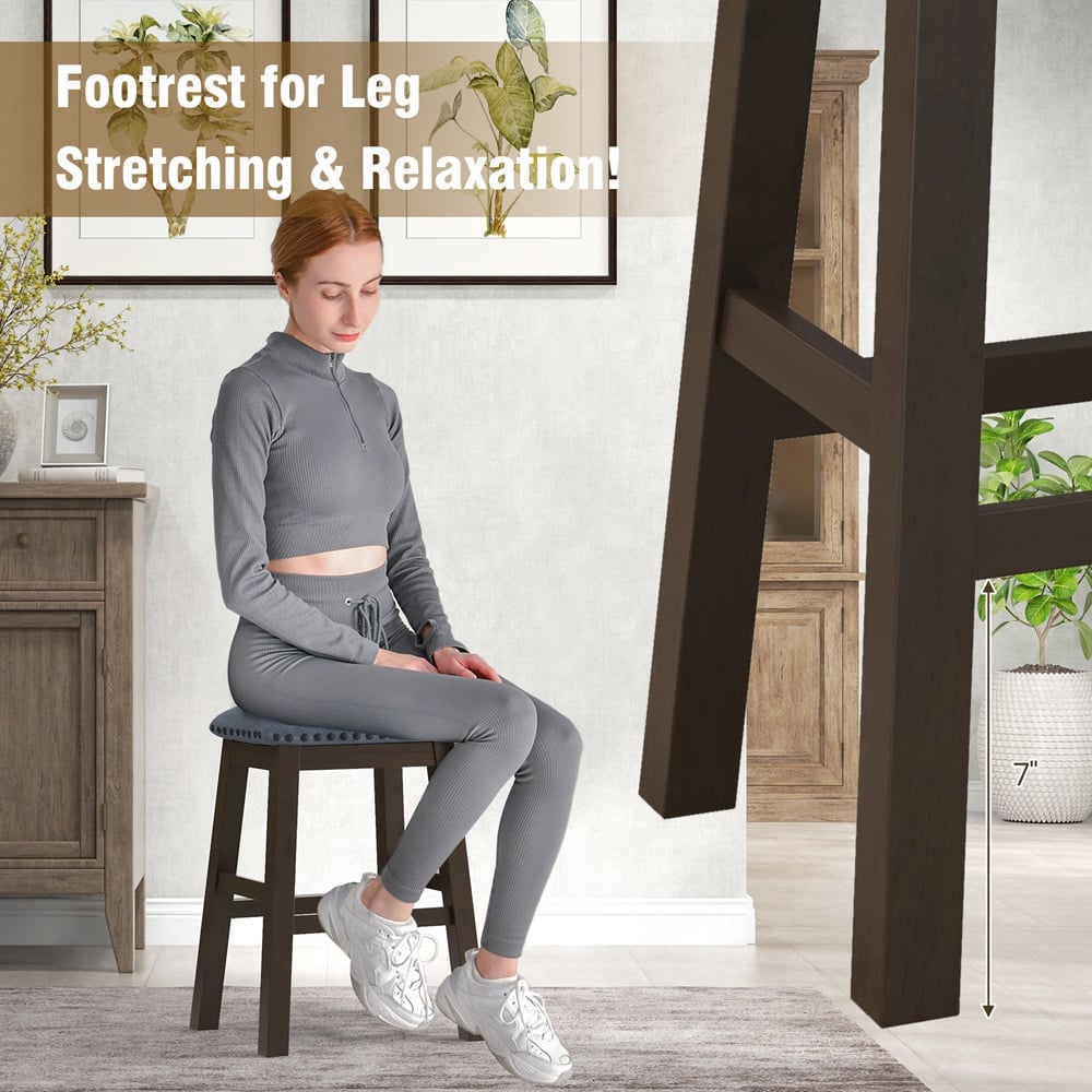 Costway Brown Padded Bar Stool Set of 2 Image 7