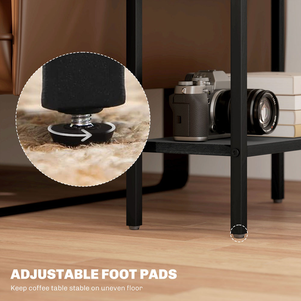 HOMCOM 2 Shelf Black Side Table Image 8