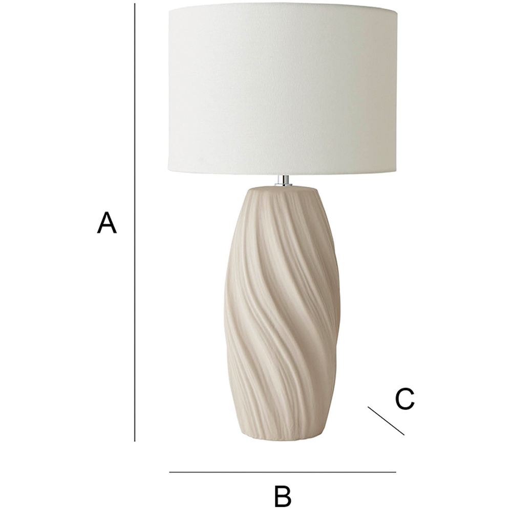 ValueLights Lydia Natural Linen Drum Lamp Shade Tall Swirl Natural LED Table Lamp Image 7