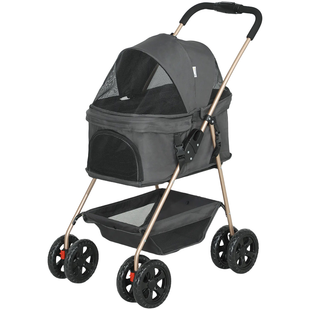 PawHut Grey 3-in-1 Mini Dog Pet Stroller with Detachable Carrier Image 1