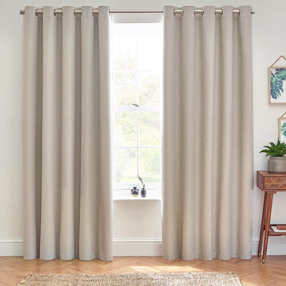 furn. Dawn Linen Thermal Blackout Eyelet Curtain 137 x 229cm Image 5