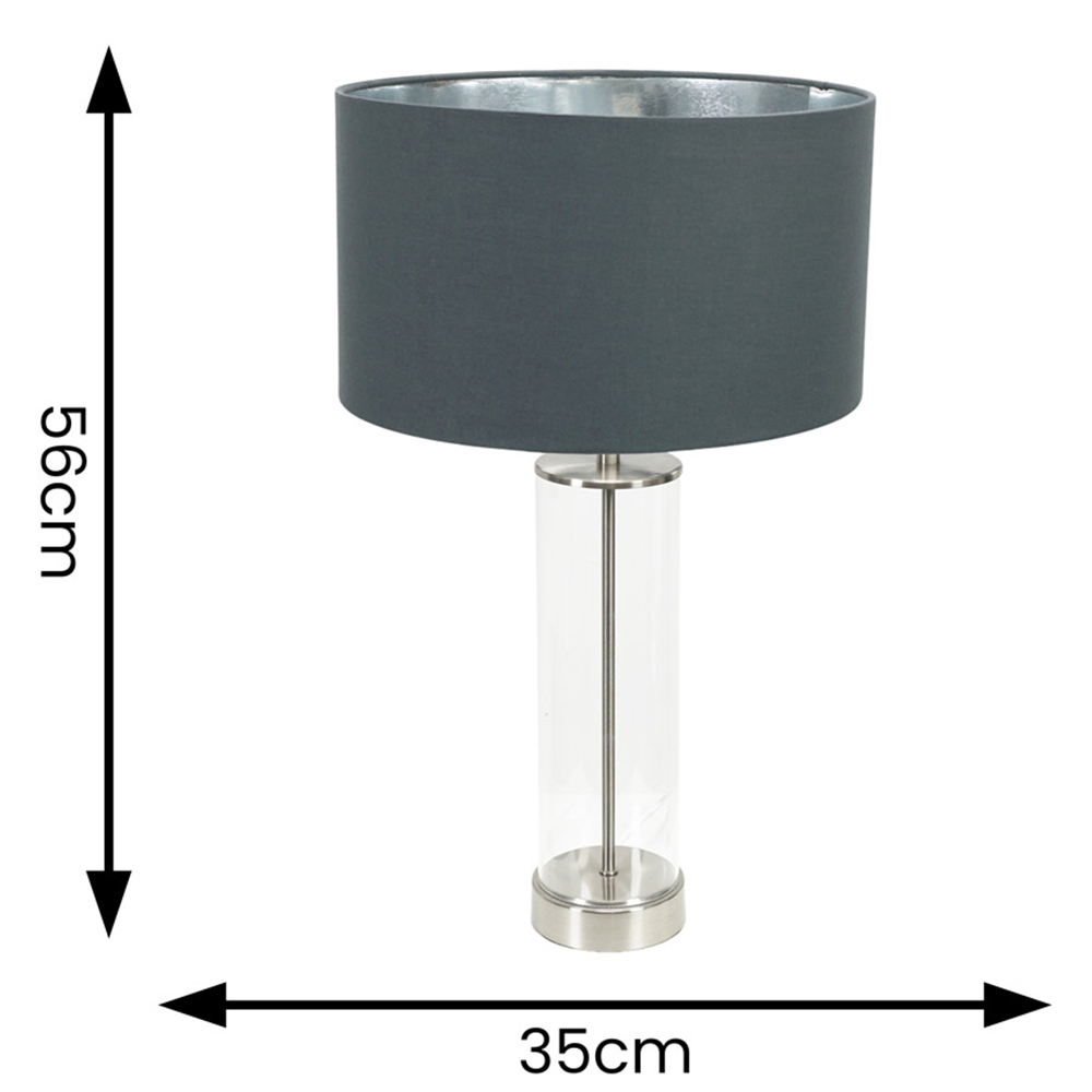 ValueLights Balan Chrome Glass LED Table Lamp with Charcoal and Chrome Lamp Shade Image 4