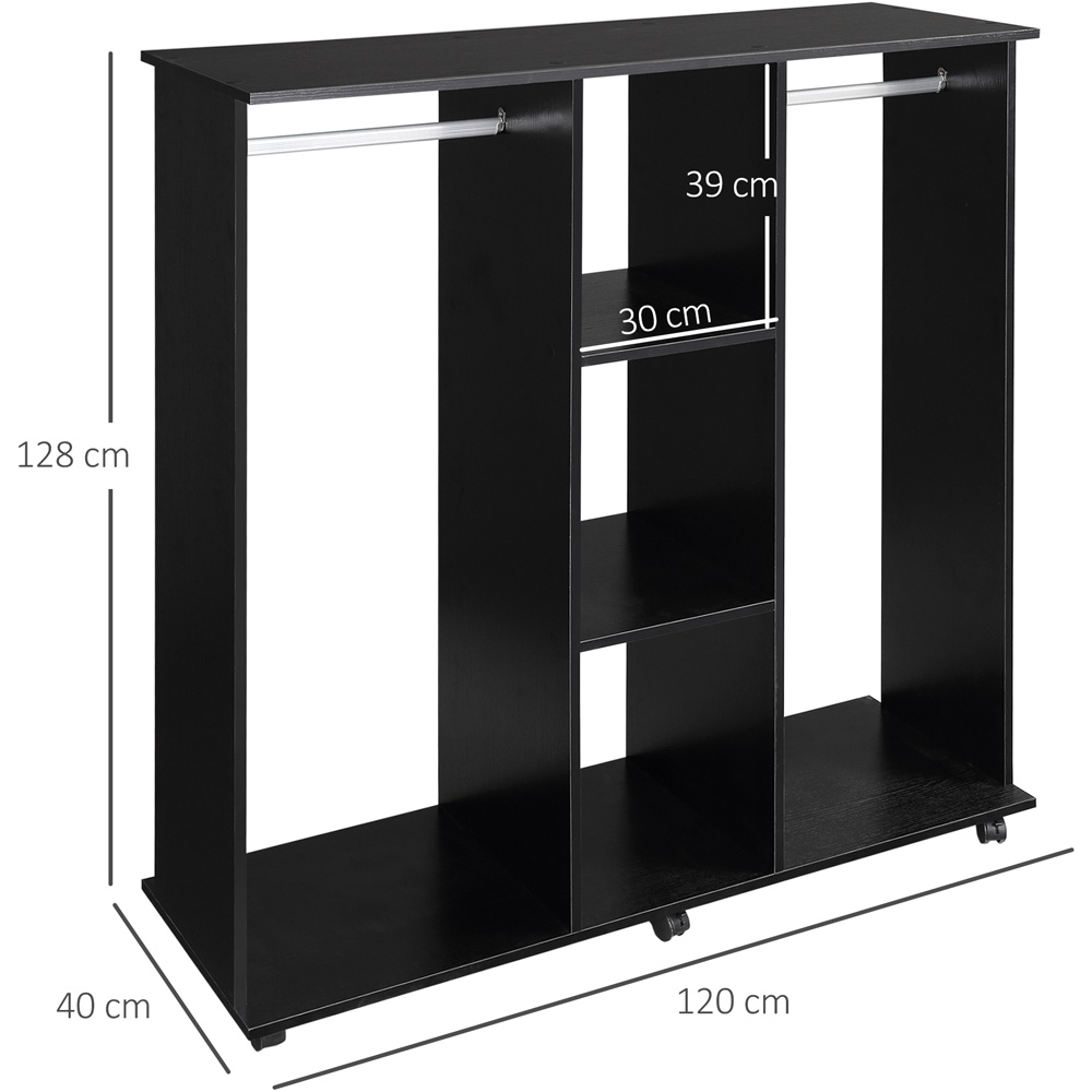 Portland 3 Shelf Black Mobile Open Wardrobe Image 8