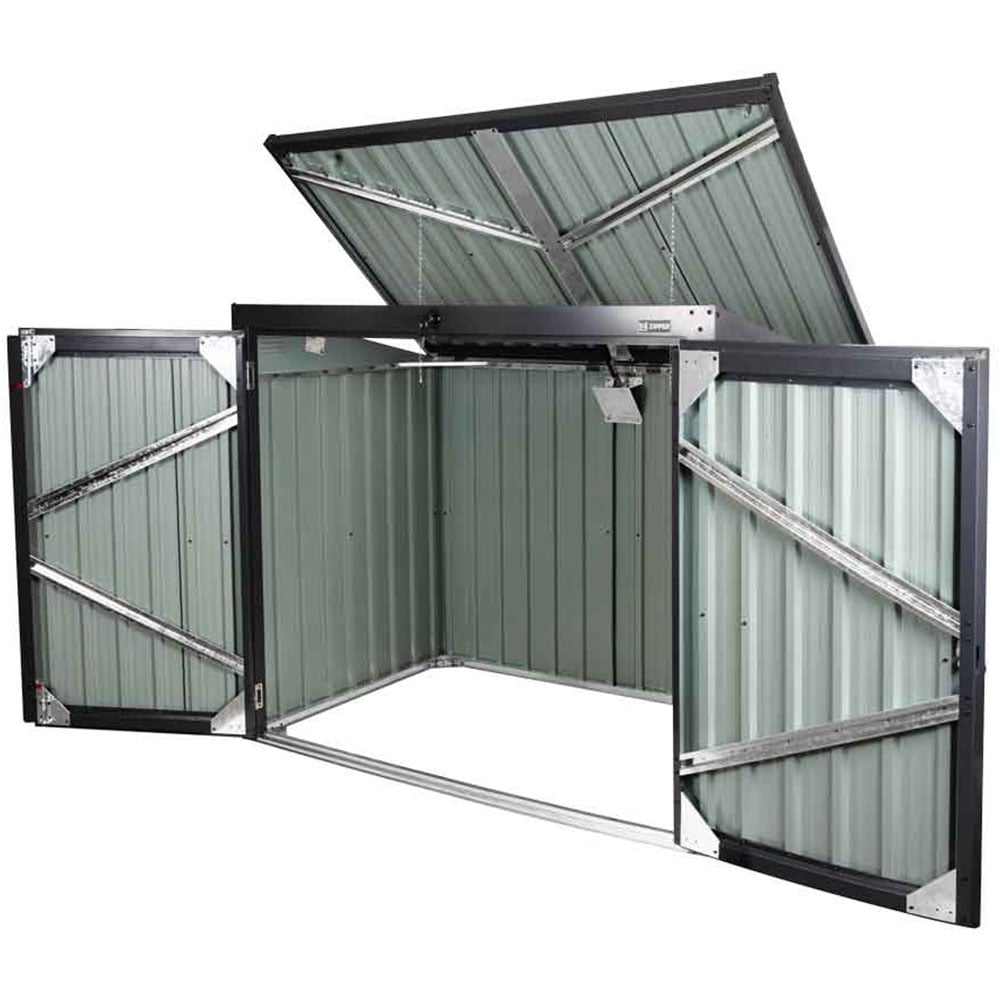 Zipper ZI-MTB2 4.4 x 3.1ft Metal Wheelie Bin Store Image 3