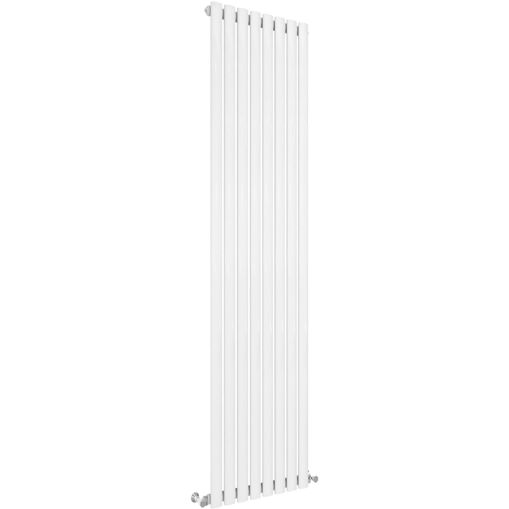 Stech Homes 3050 BTU White Single Panel Vertical Oval Column Radiator 1600 x 472mm Image 1