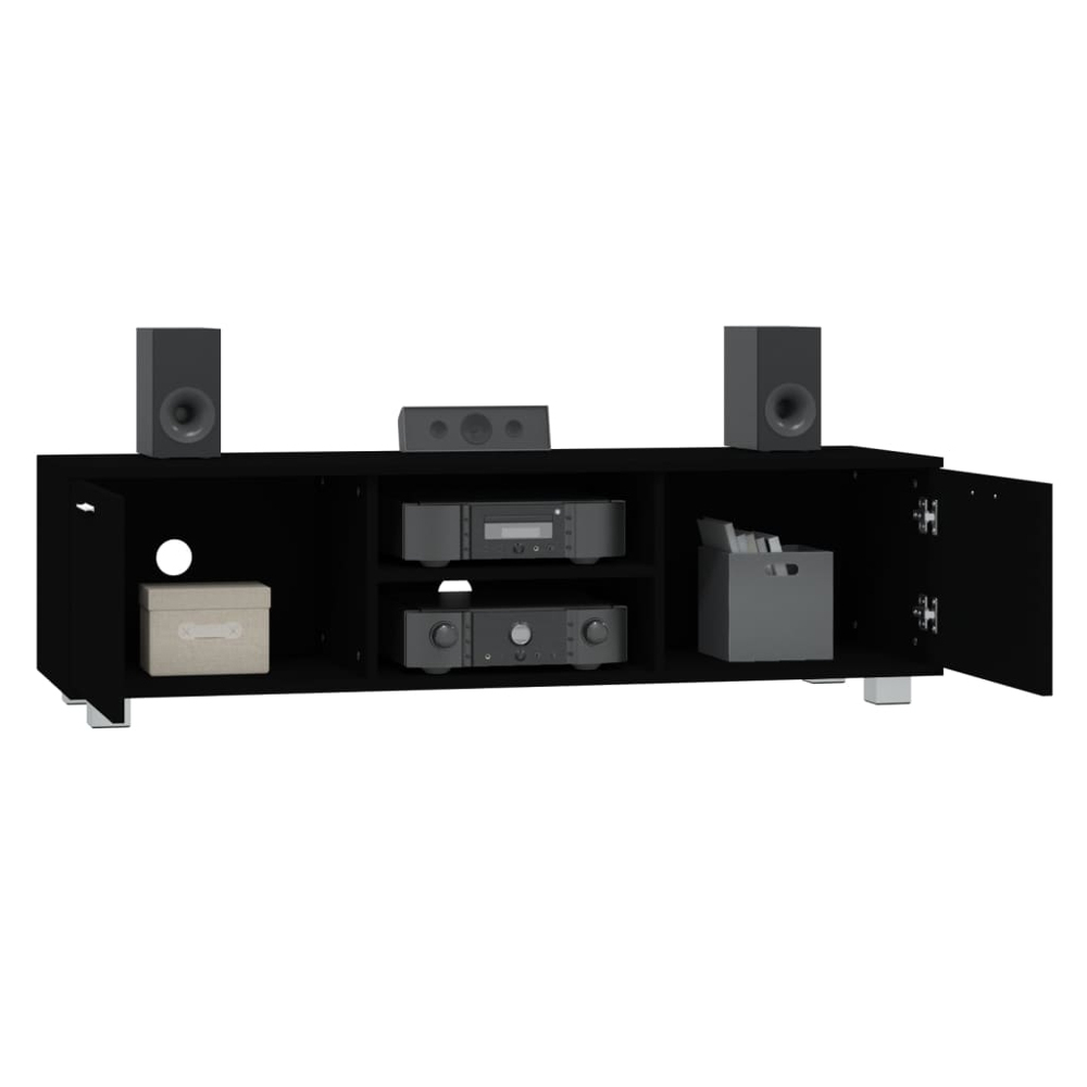 vidaXL 2 Door 2 Shelf Black TV Cabinet Image 3