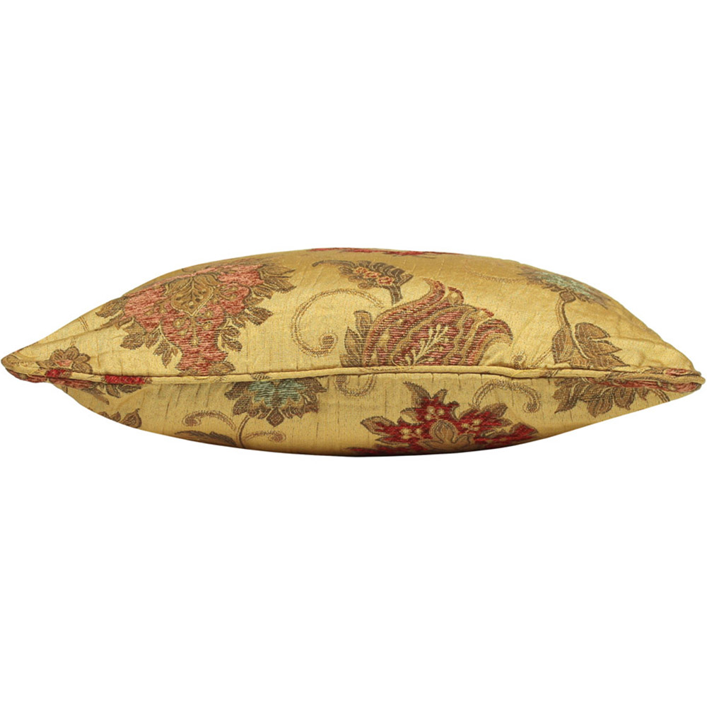 Paoletti Zurich Gold Large Floral Jacquard Cushion Image 2