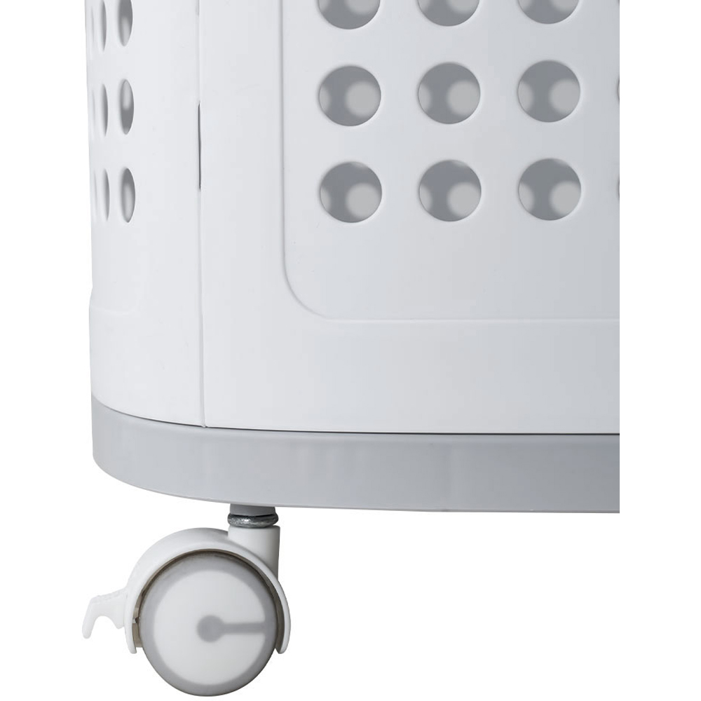 Living and Home White and Grey Laundry Basket with Wheels and Lid Image 7