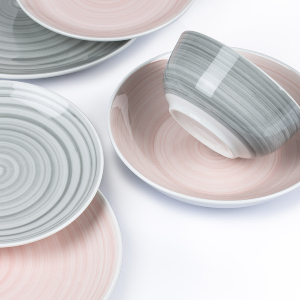 Waterside Grey and Pink 24 Piece Dinner Set Image 3