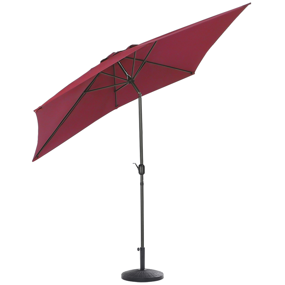 Living and Home Red Square Crank Tilt Parasol with Rattan Effect Base 3m Image 1