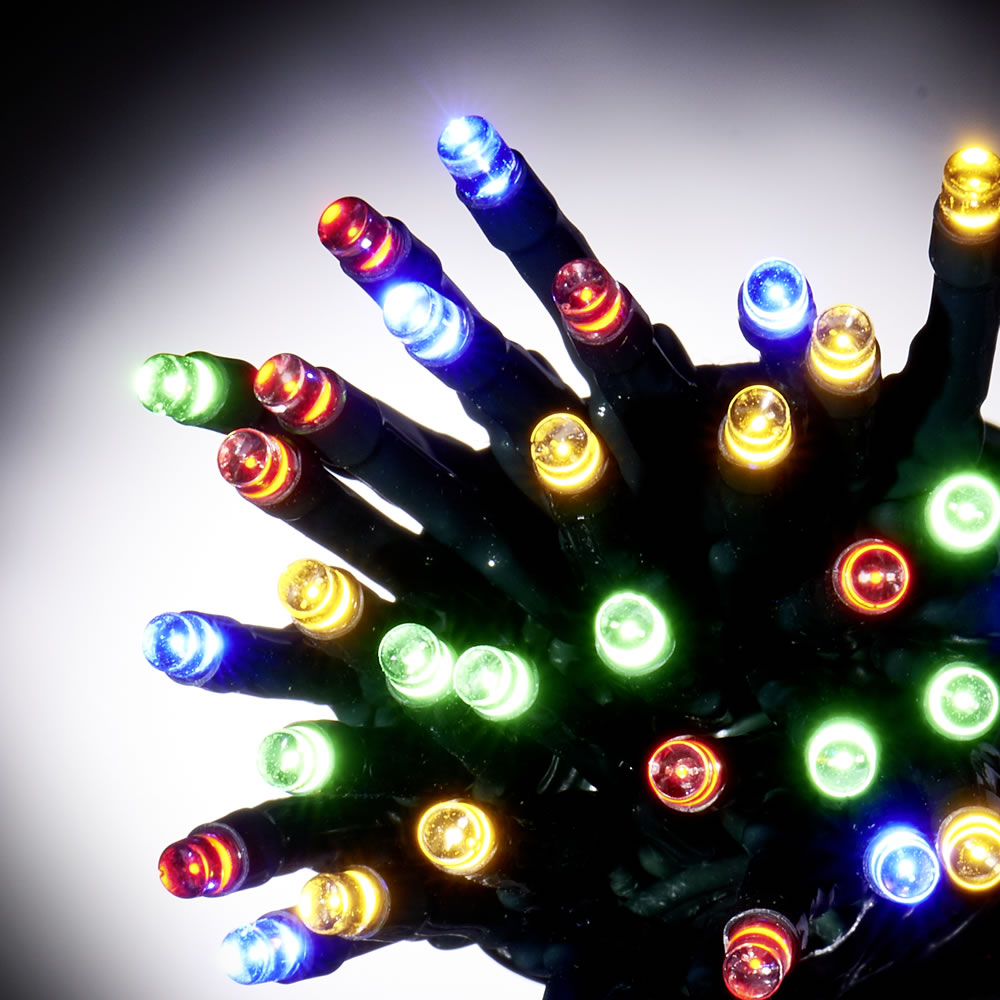 Wilko 20 Multicoloured Battery-Operated Christmas Lights with Black Cable Image 1