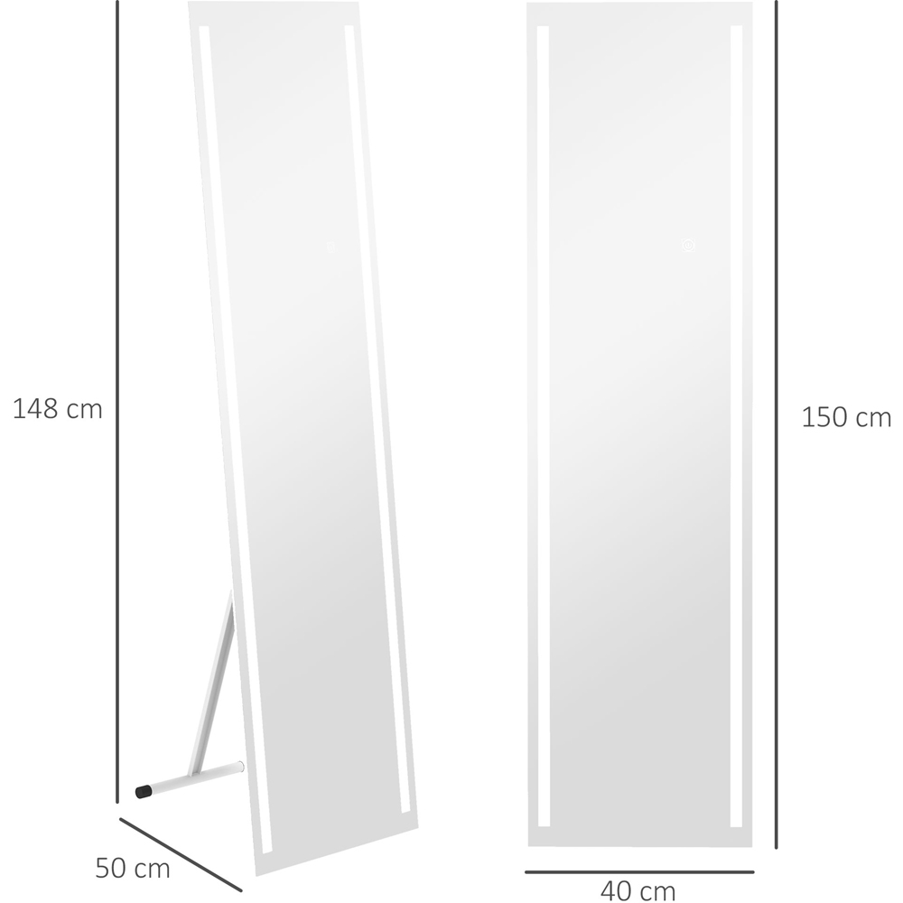 Portland White LED Standing Full Length Mirror 150 x 40cm 23W Image 9