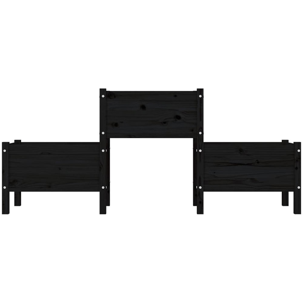 vidaXL 3-Tier Black Solid Pine Wood Garden Planter 75 x 178.5 x 44cm Image 3