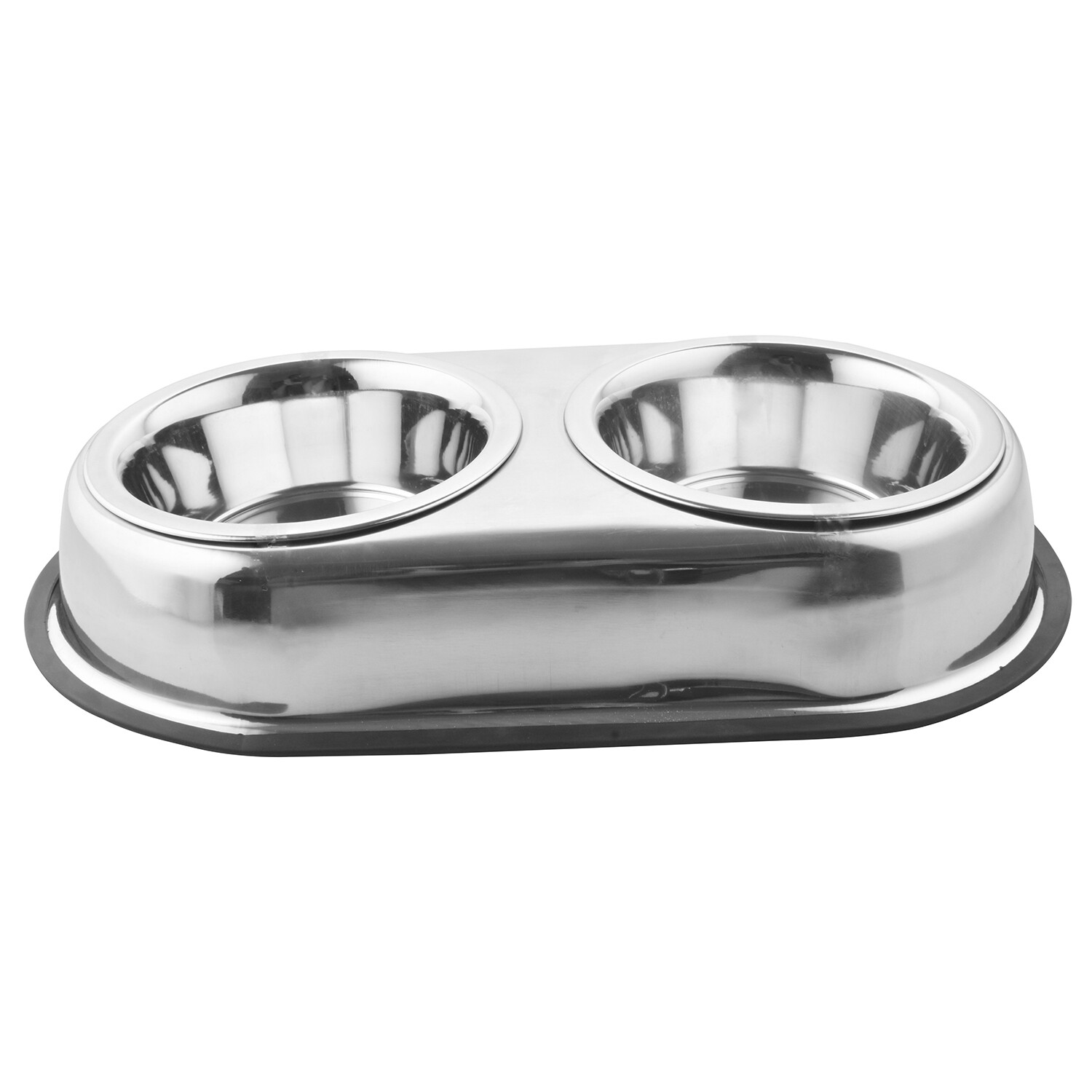 Clever Paws 21cm Stainless Steel Twin Dog Bowls Image